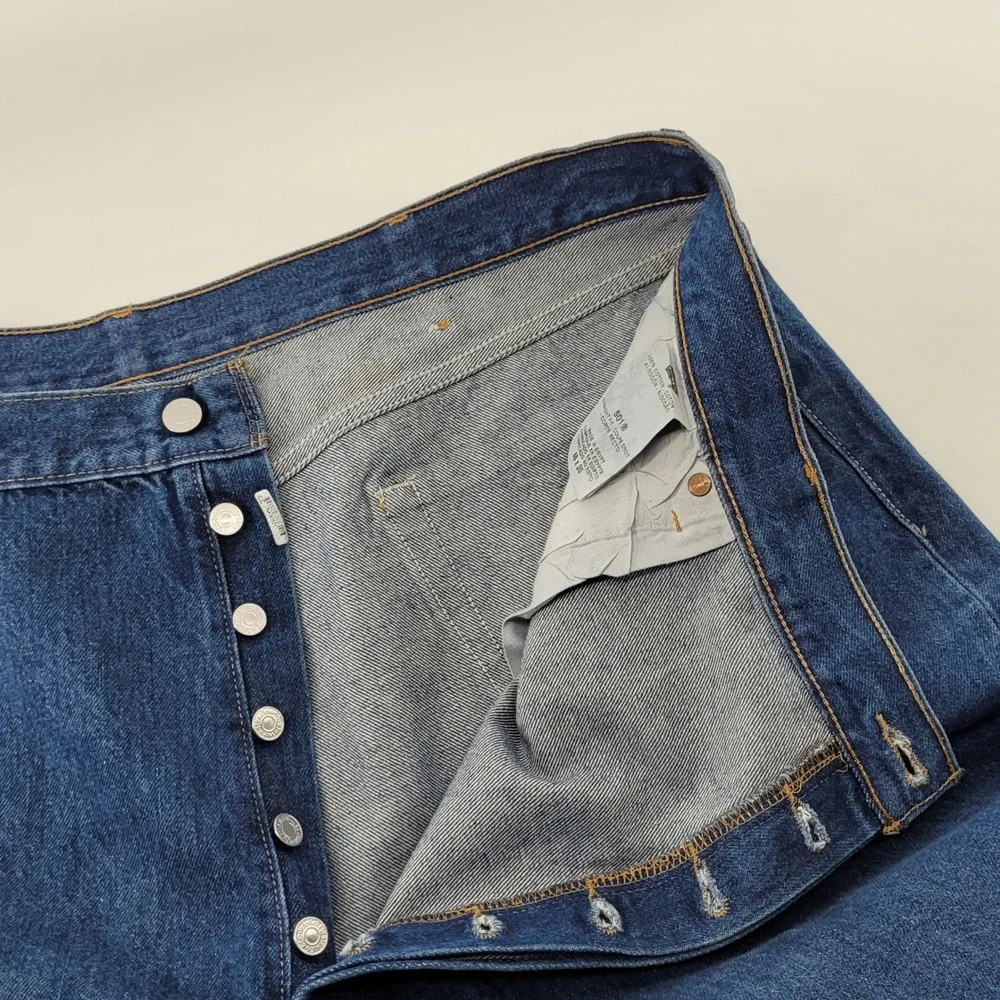 Levi's 501 Straight Fit Jeans‎ Mens 46x30 Blue Button Fly 100% Cotton Denim